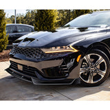 For 2021-2024 Kia Optima K5 Painted Black Front Bumper Body Splitter Spoiler Lip + 86" x 4" Universal Painted Black Side Skirt Extension Rocker Splitters Lip 9pcs