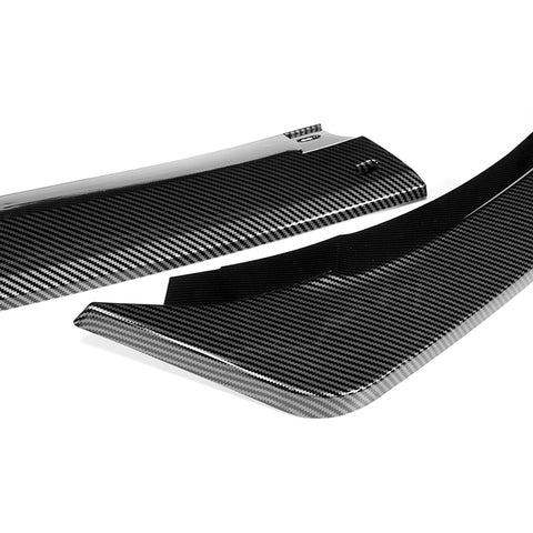 For 2021-2024 Kia Optima K5 Carbon Painted Front Bumper Splitter Spoiler Lip + 86" x 4" Universal Carbon Look Side Skirt Extension Rocker Splitters Lip 9pcs