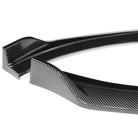 For 2021-2024 Kia Optima K5 Carbon Painted Front Bumper Splitter Spoiler Lip + 86" x 4" Universal Carbon Look Side Skirt Extension Rocker Splitters Lip 9pcs