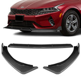 For 2021-2024 Kia Optima K5 Carbon Painted Front Bumper Splitter Spoiler Lip + 86" x 4" Universal Carbon Look Side Skirt Extension Rocker Splitters Lip 9pcs