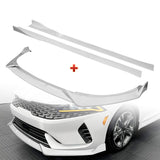 For 2021-2024 Kia Optima K5 Painted White Front Bumper Body Splitter Spoiler Lip + 86" x 4" Universal Painted White Side Skirt Extension Rocker Splitters Lip 9pcs