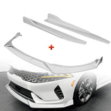 For 2021-2024 Kia Optima K5 Painted White Front Bumper Body Splitter Spoiler Lip + 31"x4" Universal Painted White Side Skirt Rocker Splitters Diffuser Winglet Wind  5pcs