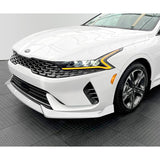 For 2021-2024 Kia Optima K5 Painted White Front Bumper Body Splitter Spoiler Lip + 86" x 4" Universal Painted White Side Skirt Extension Rocker Splitters Lip 9pcs