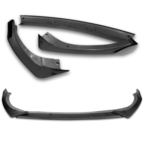 For 2021-2024 Kia Optima K5 Matt Black Front Bumper Body Splitter Spoiler Lip + 86" x 4" Universal Black Side Skirt Extension Rocker Splitters Diffuser Lip 9pcs