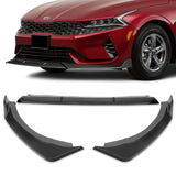 For 2021-2024 Kia Optima K5 Matt Black Front Bumper Body Splitter Spoiler Lip + 86" x 4" Universal Black Side Skirt Extension Rocker Splitters Diffuser Lip 9pcs