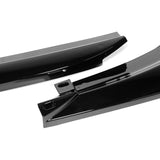 For 2012-2014 Mercedes-Benz W204 C63 AMG Painted Black Front Bumper Spoiler Lip + 86" x 4" Universal Painted Black Side Skirt Extension Rocker Splitters Lip 9pcs