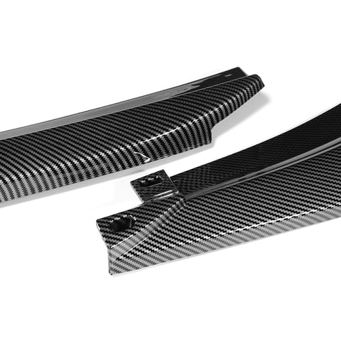 For 2012-2014 Mercedes-Benz W204 C63 AMG Carbon Painted Front Bumper Spoiler Lip  + 86" x 4" Universal Carbon Look Side Skirt Extension Rocker Splitters Lip 9pcs
