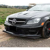 For 2012-2014 Mercedes-Benz W204 C63 AMG Carbon Painted Front Bumper Spoiler Lip  + 86" x 4" Universal Carbon Look Side Skirt Extension Rocker Splitters Lip 9pcs