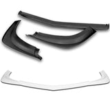 For 2012-2014 Mercedes-Benz W204 C63 AMG Painted White Front Bumper Spoiler Lip + 86" x 4" Universal Painted White Side Skirt Extension Rocker Splitters Lip 9pcs