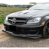 For 2012-2014 Mercedes-Benz W204 C63 AMG Matt Black Front Bumper Spoiler Lip  + 86" x 4" Universal Black Side Skirt Extension Rocker Splitters Diffuser Lip 9pcs