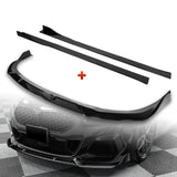 For 2020-2024 BMW 2-Series F44 Gran Coupe Painted Black Front Bumper Spoiler Lip + 59" x 4" Universal Painted Black Side Skirt Extension Rocker Splitters Lip 9pcs