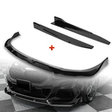 For 2020-2024 BMW 2-Series F44 Gran Coupe Painted Black Front Bumper Spoiler Lip + 31"x4" Universal Painted Black Side Skirt Rocker Splitters Diffuser Winglet Wind  5pcs