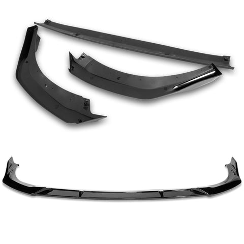 For 2020-2024 BMW 2-Series F44 Gran Coupe Painted Black Front Bumper Spoiler Lip + 59" x 4" Universal Painted Black Side Skirt Extension Rocker Splitters Lip 9pcs