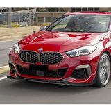 For 2020-2024 BMW 2-Series F44 Gran Coupe Carbon Style Front Bumper Spoiler Lip + 59" x 4" Universal Carbon Look Side Skirt Extension Rocker Splitters Lip 9pcs