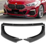 For 2020-2024 BMW 2-Series F44 Gran Coupe Carbon Style Front Bumper Spoiler Lip + 59" x 4" Universal Carbon Look Side Skirt Extension Rocker Splitters Lip 9pcs