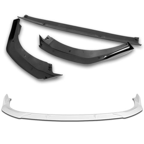 For 2020-2024 BMW 2-Series F44 Gran Coupe Painted White Front Bumper Spoiler Lip  + 31"x4" Universal Painted White Side Skirt Rocker Splitters Diffuser Winglet Wind  5pcs