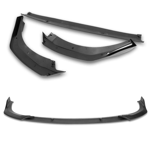 For 2020-2024 BMW 2-Series F44 Gran Coupe Matt Black Front Bumper Spoiler Lip + 86" x 4" Universal Black Side Skirt Extension Rocker Splitters Diffuser Lip 9pcs