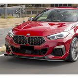 For 2020-2024 BMW 2-Series F44 Gran Coupe Matt Black Front Bumper Spoiler Lip + 86" x 4" Universal Black Side Skirt Extension Rocker Splitters Diffuser Lip 9pcs