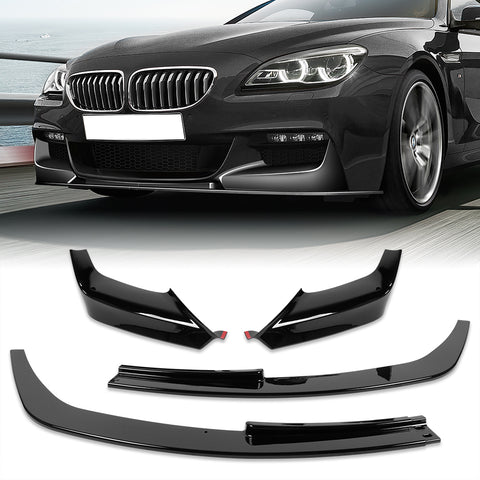 For 2012-2018 BMW 6-Series F06 F12 F13 M-Sport Painted Black Front Bumper Lip  3pcs