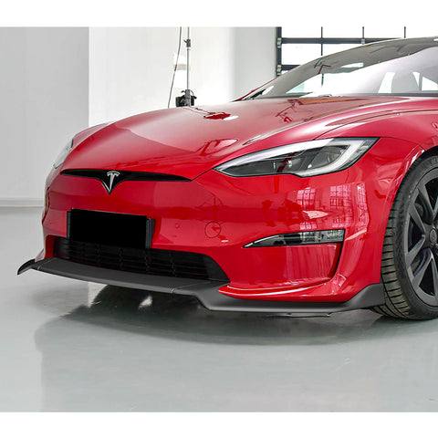 For 2021-2023 Tesla Model S Matt Black Front Bumper Spoiler Splitter Body kit Lip  3pcs