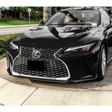 For 2021-2025 Lexus IS300 IS350 Base V-Style Painted Black Front Bumper Lip  + 86" x 4" Universal Painted Black Side Skirt Extension Rocker Splitters Lip 9pcs