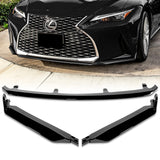 For 2021-2025 Lexus IS300 IS350 Base V-Style Painted Black Front Bumper Lip  + 86" x 4" Universal Painted Black Side Skirt Extension Rocker Splitters Lip 9pcs
