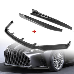 For 2021-2025 Lexus IS300 IS350 Base V-Style Carbon Look Front Bumper Lip  + 31"x4" Universal Carbon Style Side Skirt Rocker Splitters Diffuser Winglet Wind  5pcs