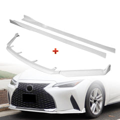 For 2021-2025 Lexus IS300 IS350 Base V-Style Painted White Front Bumper Lip  + 86" x 4" Universal Painted White Side Skirt Extension Rocker Splitters Lip 9pcs