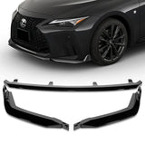 For 2021-2025 Lexus IS350 IS500 F-Sport V-Style Painted Black Front Bumper Lip + 31"x4" Universal Painted Black Side Skirt Rocker Splitters Diffuser Winglet Wind  5pcs
