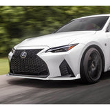 For 2021-2025 Lexus IS350 IS500 F-Sport V-Style Painted White Front Bumper Lip + 31"x4" Universal Painted White Side Skirt Rocker Splitters Diffuser Winglet Wind  5pcs