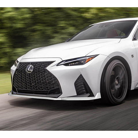 For 2021-2025 Lexus IS350 IS500 F-Sport V-Style Painted White Front Bumper Lip + 31"x4" Universal Painted White Side Skirt Rocker Splitters Diffuser Winglet Wind  5pcs