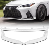 For 2021-2025 Lexus IS350 IS500 F-Sport V-Style Painted White Front Bumper Lip + 31"x4" Universal Painted White Side Skirt Rocker Splitters Diffuser Winglet Wind  5pcs
