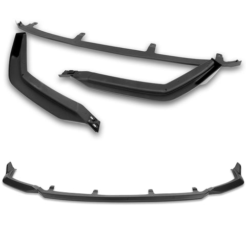 For 2021-2025 Lexus IS350 IS500 F-Sport V-Style Black Front Bumper Spoiler Lip + 86" x 4" Universal Black Side Skirt Extension Rocker Splitters Diffuser Lip 9pcs