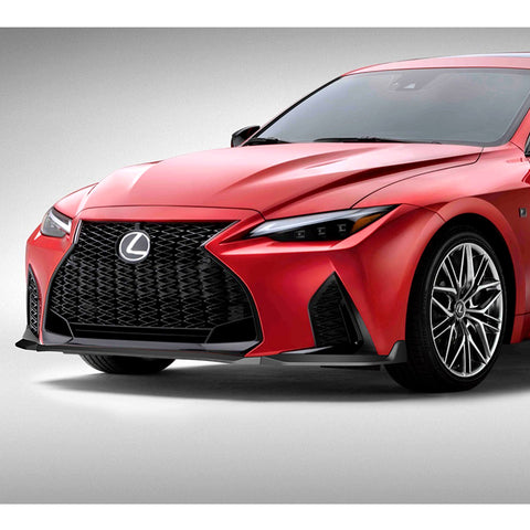 For 2021-2025 Lexus IS350 IS500 F-Sport V-Style Black Front Bumper Spoiler Lip + 86" x 4" Universal Black Side Skirt Extension Rocker Splitters Diffuser Lip 9pcs
