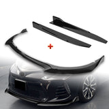 For 2017-2019 Corolla SE XSE GT-Style Painted Black Front Bumper Spoiler Lip + 31"x4" Universal Painted Black Side Skirt Rocker Splitters Diffuser Winglet Wind  5pcs