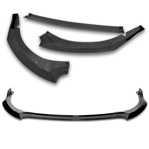 For 2017-2019 Corolla SE XSE GT-Style Painted Black Front Bumper Spoiler Lip + 31"x4" Universal Painted Black Side Skirt Rocker Splitters Diffuser Winglet Wind  5pcs