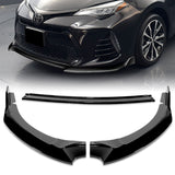 For 2017-2019 Corolla SE XSE GT-Style Painted Black Front Bumper Spoiler Lip + 31"x4" Universal Painted Black Side Skirt Rocker Splitters Diffuser Winglet Wind  5pcs