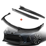 For 2017-2019 Corolla SE XSE GT-Style Carbon Painted Front Bumper Spoiler Lip  + 31"x4" Universal Carbon Style Side Skirt Rocker Splitters Diffuser Winglet Wind  5pcs