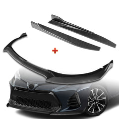 For 2017-2019 Corolla SE XSE GT-Style Carbon Painted Front Bumper Spoiler Lip  + 31"x4" Universal Carbon Style Side Skirt Rocker Splitters Diffuser Winglet Wind  5pcs