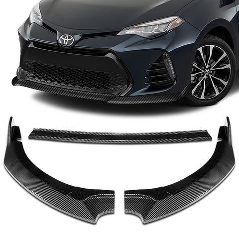 For 2017-2019 Corolla SE XSE GT-Style Carbon Painted Front Bumper Spoiler Lip  + 31"x4" Universal Carbon Style Side Skirt Rocker Splitters Diffuser Winglet Wind  5pcs