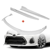 For 2017-2019 Corolla SE XSE GT-Style Painted White Front Bumper Spoiler Lip + 31"x4" Universal Painted White Side Skirt Rocker Splitters Diffuser Winglet Wind  5pcs