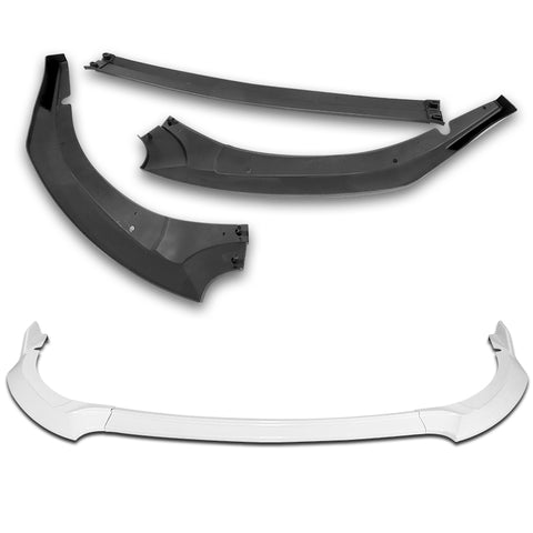 For 2017-2019 Corolla SE XSE GT-Style Painted White Front Bumper Spoiler Lip  + 86" x 4" Universal Painted White Side Skirt Extension Rocker Splitters Lip 9pcs