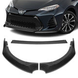 For 2017-2019 Toyota Corolla SE XSE GT-Style Matt Black Front Bumper Spoiler Lip + 86" x 4" Universal Black Side Skirt Extension Rocker Splitters Diffuser Lip 9pcs