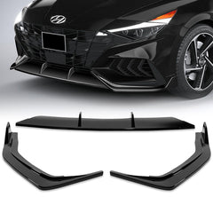 For 2021-2023 Hyundai Elantra N-Line Painted Black Front Bumper Lip Spoiler 3pcs