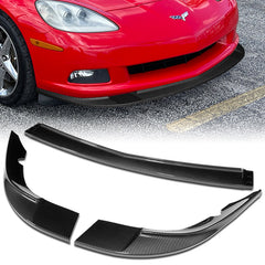 For 2005-2013 Corvette C6 ZR1-Style Base Carbon Painted Front Bumper Spoiler Lip  3pcs