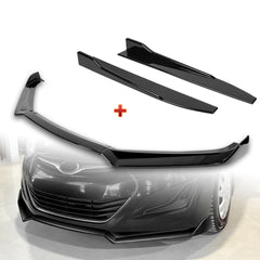 For 2011-2013 Hyundai Elantra Sedan Painted Black Front Bumper Body Spoiler Lip + 31"x4" Universal Painted Black Side Skirt Rocker Splitters Diffuser Winglet Wind  5pcs