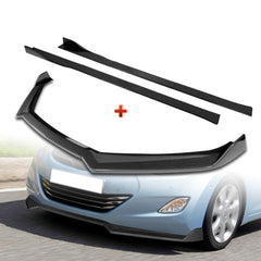 For 2011-2013 Hyundai Elantra Sedan Carbon Painted Front Bumper Body Spoiler Lip + 86" x 4" Universal Carbon Look Side Skirt Extension Rocker Splitters Lip 9pcs