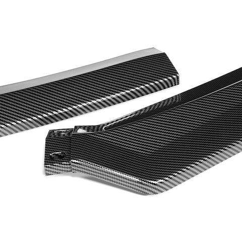 For 2011-2013 Hyundai Elantra Sedan Carbon Painted Front Bumper Body Spoiler Lip + 86" x 4" Universal Carbon Look Side Skirt Extension Rocker Splitters Lip 9pcs