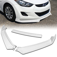 For 2011-2013 Hyundai Elantra Sedan Painted White Front Bumper Body Spoiler Lip + 86" x 4" Universal Painted White Side Skirt Extension Rocker Splitters Lip 9pcs