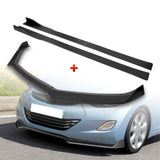 For 2011-2013 Hyundai Elantra Sedan Matt Black Front Bumper Spoiler Splitter Lip + 86" x 4" Universal Black Side Skirt Extension Rocker Splitters Diffuser Lip 9pcs